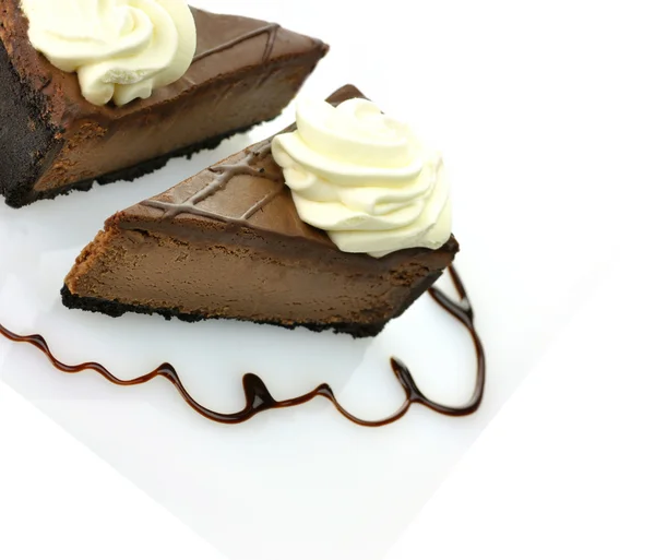 Slices of chocolate cheesecake — Stock Photo, Image