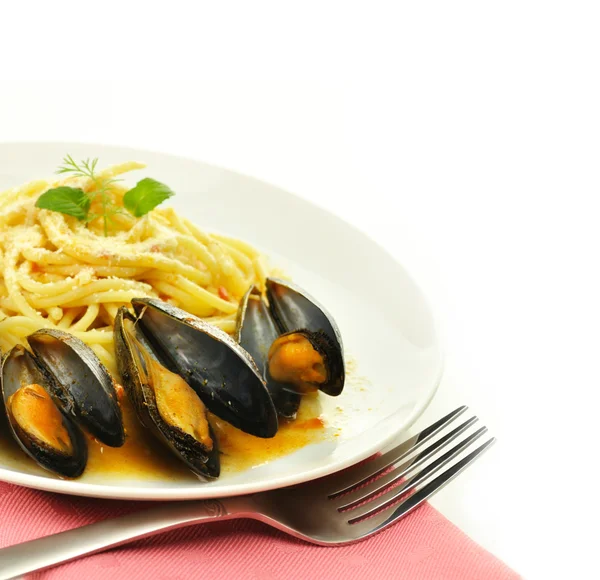 stock image Mussels with spaghetti