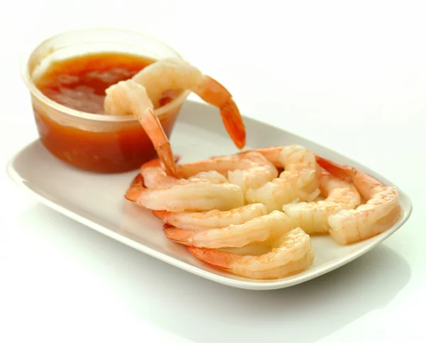 Shrimps with cocktail sauce — Stock Photo, Image