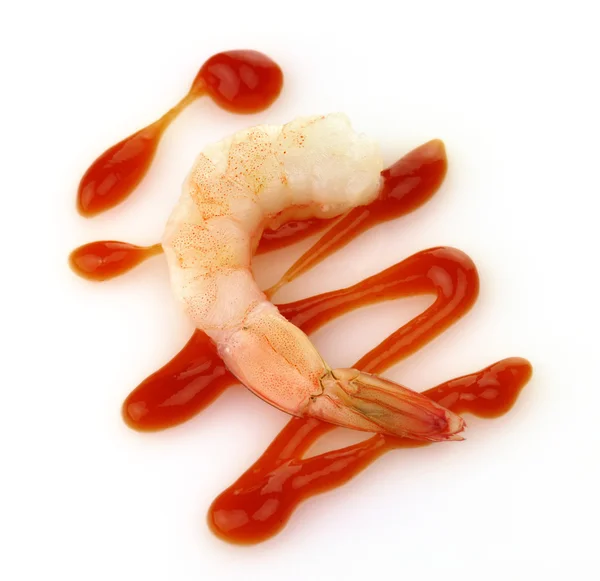 Shrimp with cocktail sauce — Stock Photo, Image