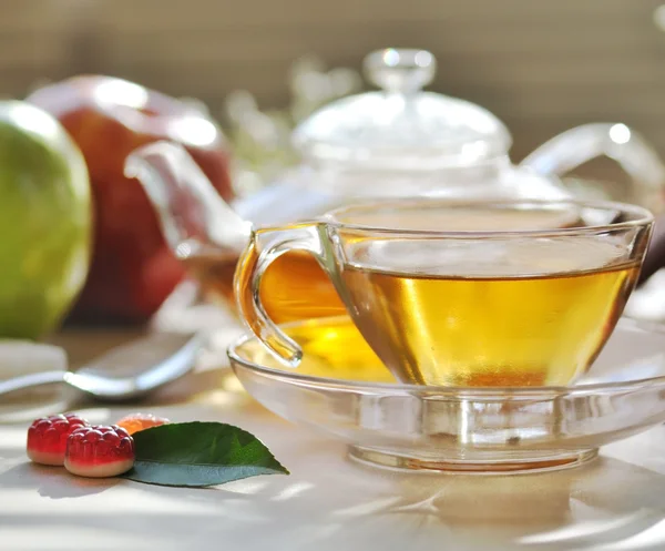 Ochtend groene thee instellen — Stockfoto