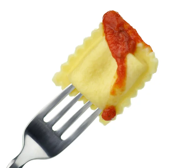 Ravioli su una forchetta — Foto Stock