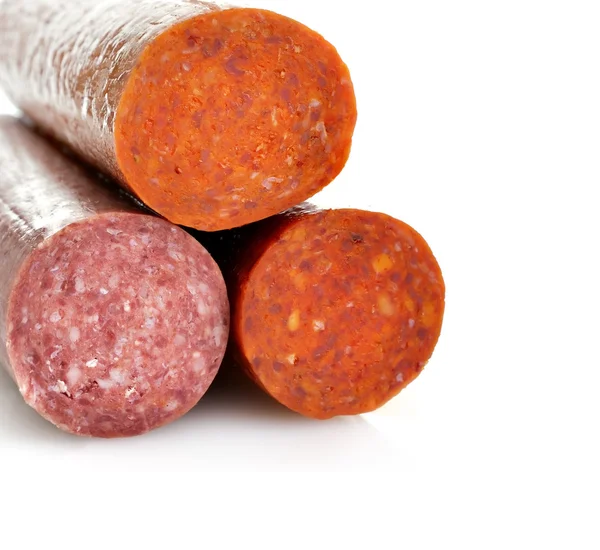 Pepperoni i ciężko salami — Zdjęcie stockowe