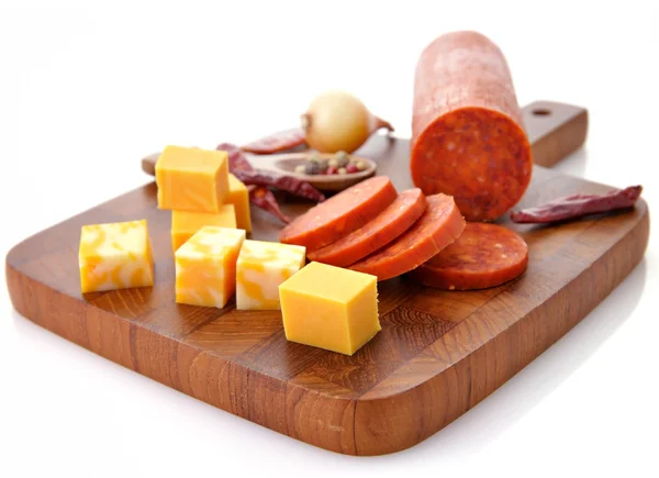 Pepperoni Salami and cheese — Stock Photo, Image