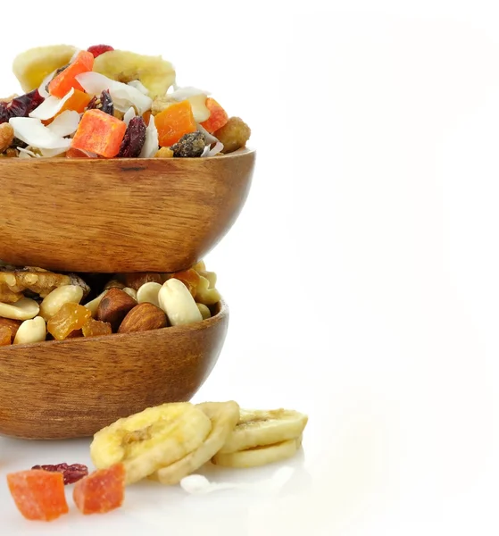 Mixed dried fruit, nuts and seeds — Stock Photo, Image