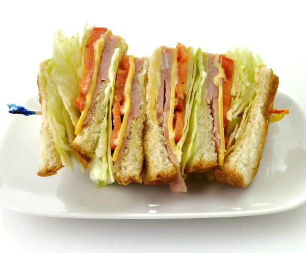 Turkey Or Ham Club Sandwich — Stock Photo, Image