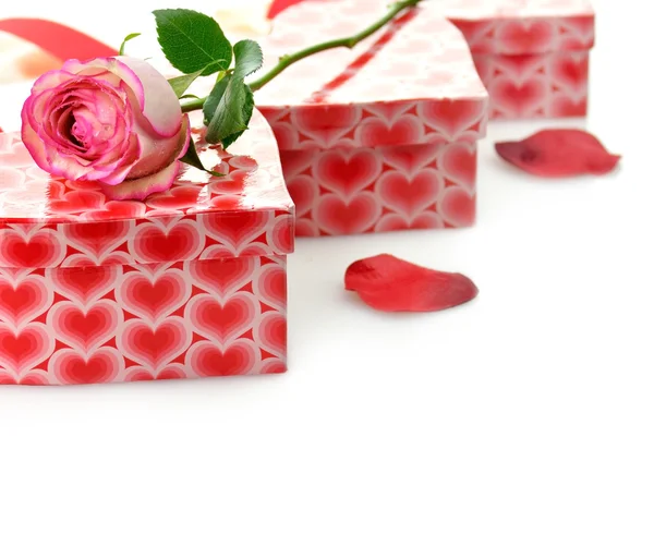 선물 상자와 로즈 — 스톡 사진