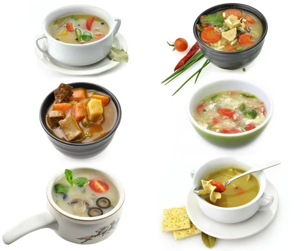 Skålar av friska soppa — Stockfoto