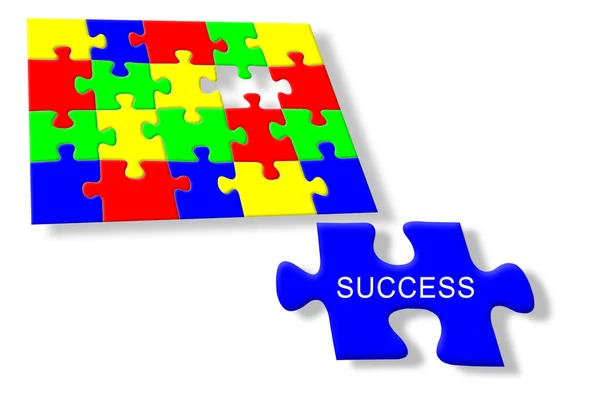 Kleurrijke puzzel succes — Stockfoto