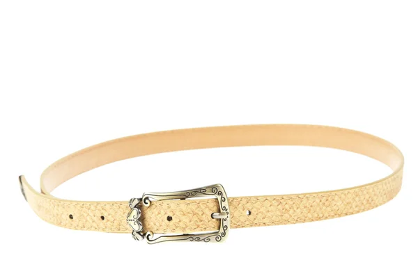 Cinturón de color amarillo crema sobre fondo blanco — Foto de Stock