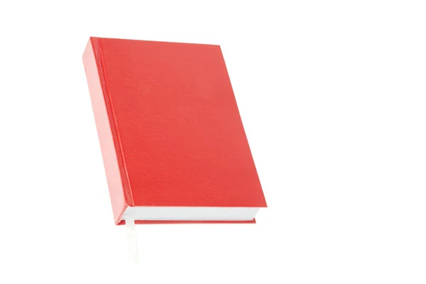 Un libro rojo con marcador aislado sobre fondo blanco — Foto de Stock