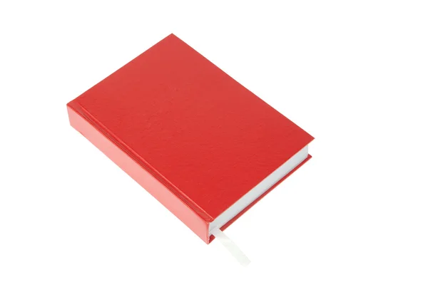 Ένα κόκκινο βιβλίο με το σελιδοδείκτη που απομονώνονται σε λευκό φόντο — Φωτογραφία Αρχείου