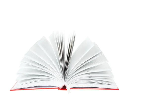 Livro vermelho aberto no fundo branco — Fotografia de Stock