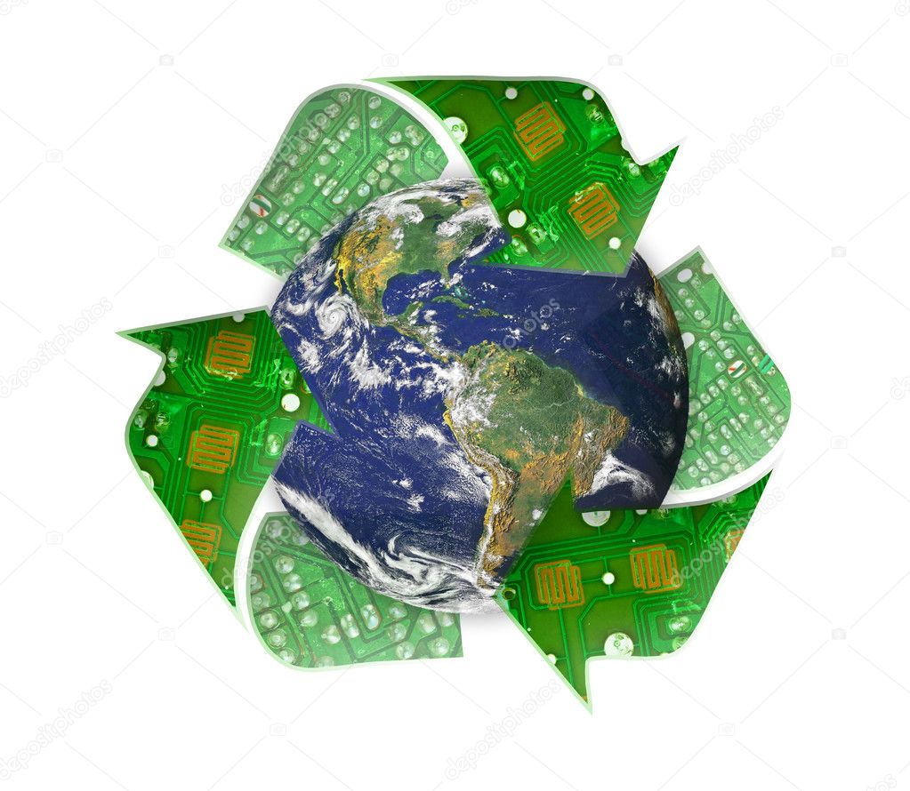 Green earth recycle, electronic waste concept