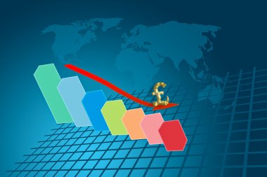 pound sonucu arka plan üzerinde gidiş ok grafiği