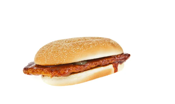 Brot, großer Sandwich-Hamburger auf weißem Hintergrund — Stockfoto