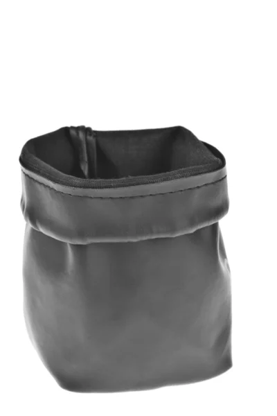 Bolso, bolsa de cuero negro aislado sobre fondo blanco — Foto de Stock