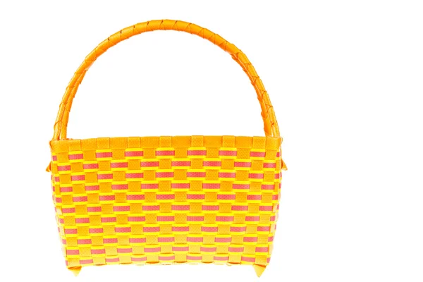 Wicker plastic basket isolated on white background — Stock Photo, Image