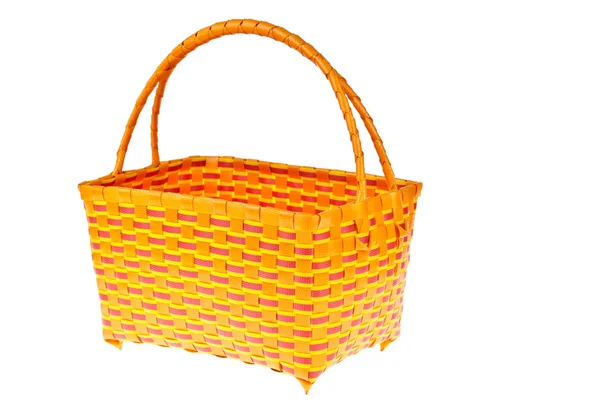 Wicker plastic basket isolated on white background — Stock Photo, Image