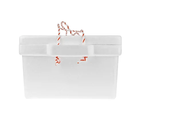 Caixa de armazenamento de isopor no fundo branco — Fotografia de Stock