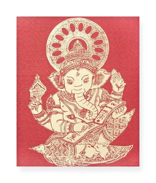 Ганеш, индуистский бог на шелке — стоковое фото