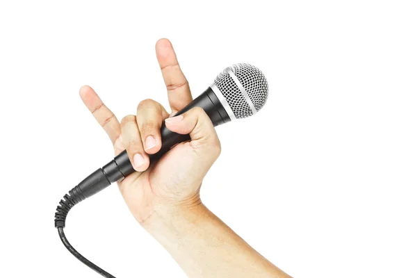 Microphone for Karaoke and hand — Stock Photo, Image