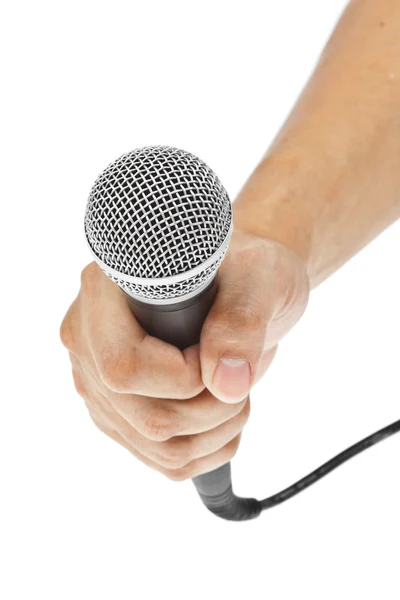 Микрофон для караоке и руки — стоковое фото