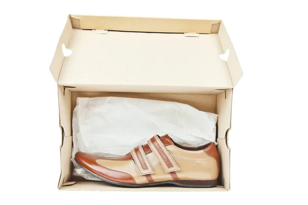 Male shoes in box — Stok fotoğraf