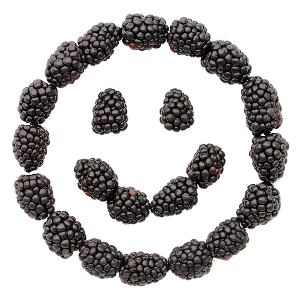 Smileygezicht gemaakt uit blackberrie — Stockfoto