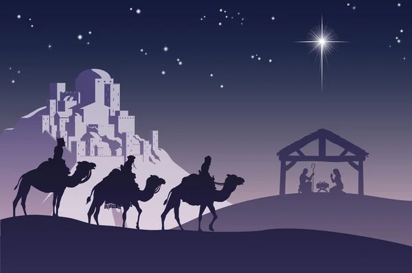 Chrześcijańskie Boże Narodzenie szopka — Wektor stockowy
