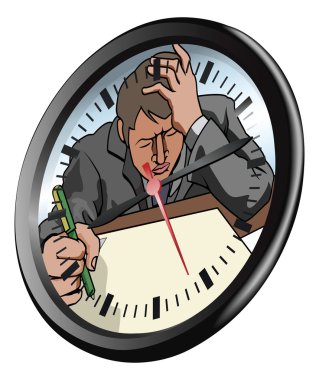 Stressed man clock concept clipart