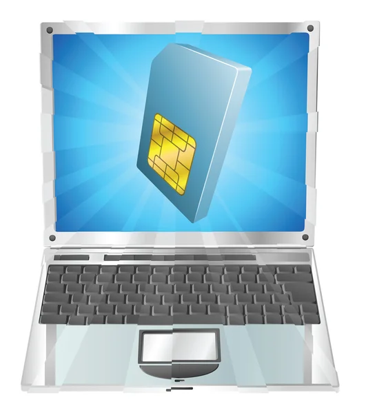 Concetto di laptop icona scheda SIM del telefono — Vettoriale Stock