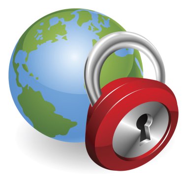 Lock and world globe clipart