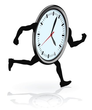 Clock character running clipart