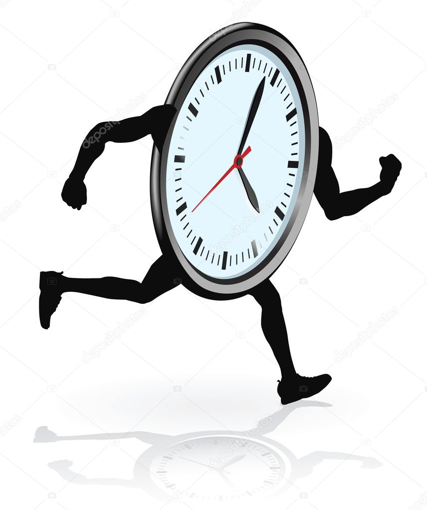 Clock character running