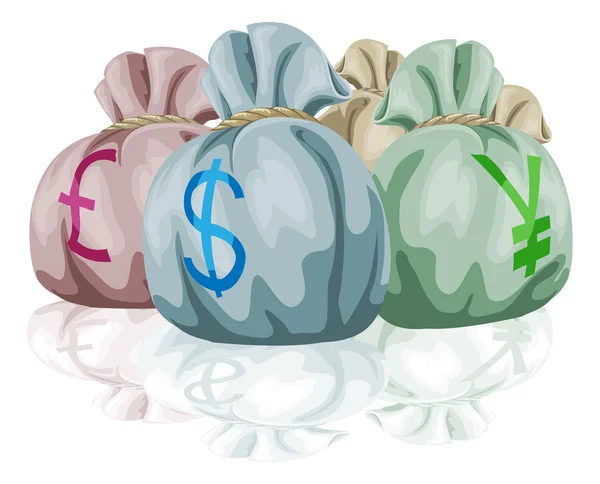 Sacos de saco de dinheiro contendo moedas —  Vetores de Stock
