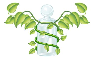 Natural caduceus bottle concept clipart