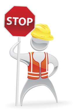 Stop sign metallic man concept clipart