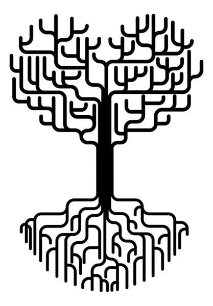 Silueta abstracta del árbol del corazón — Vector de stock
