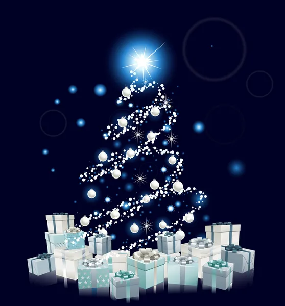 Moderne stijl blauwe kerstboom — Stockvector