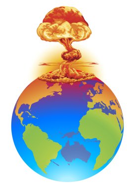 Explosion earth disaster concept clipart