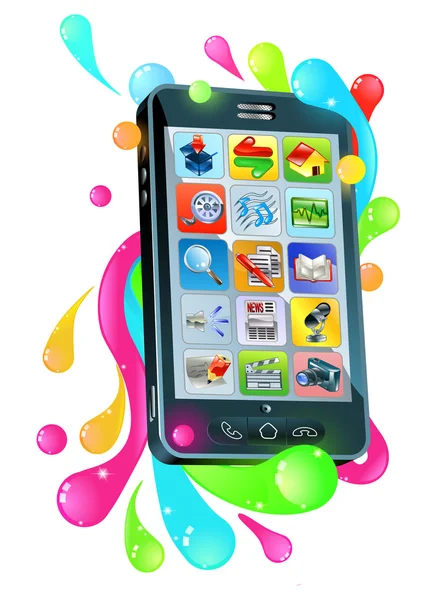 Funky mobiltelefon gelé bubbla koncept — Stock vektor