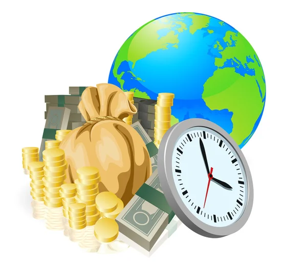 世界世界のお金の時間ビジネス コンセプト — ストックベクタ