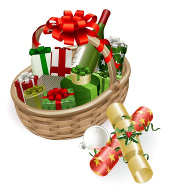 Christmas basket illustration clipart