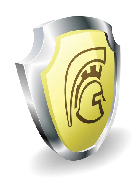 Spartan casco escudo concepto de seguridad — Archivo Imágenes Vectoriales