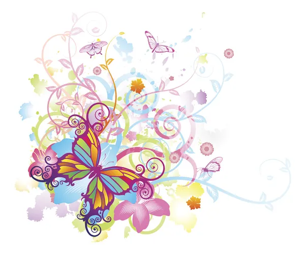 Fondo floral de mariposa abstracta — Vector de stock