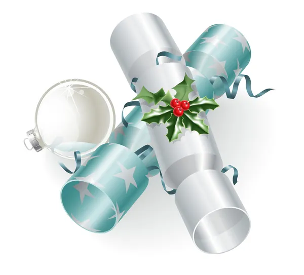 Christmas crackers and decoration — Stock Vector