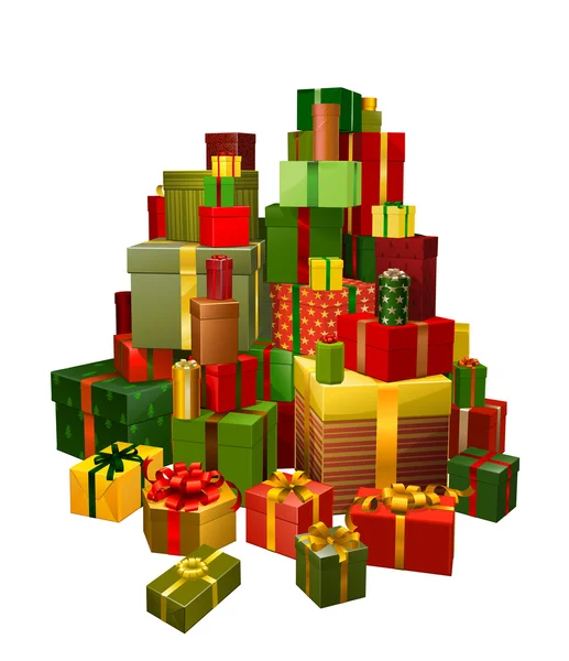Illustration d'une grande pile de cadeaux — Image vectorielle