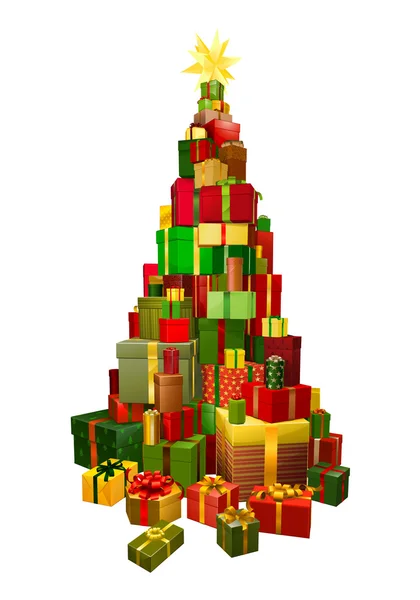 Gifts in Chritsmas tree shape illustration — Stock Vector