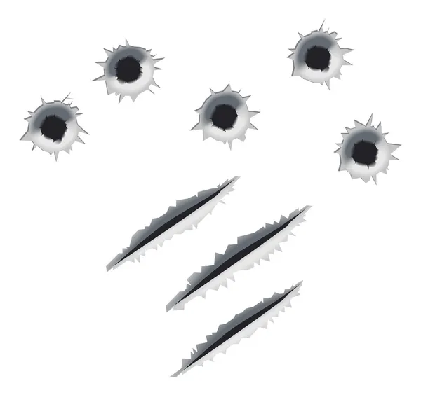 Bullet Holes and Slashes — Stock Vector